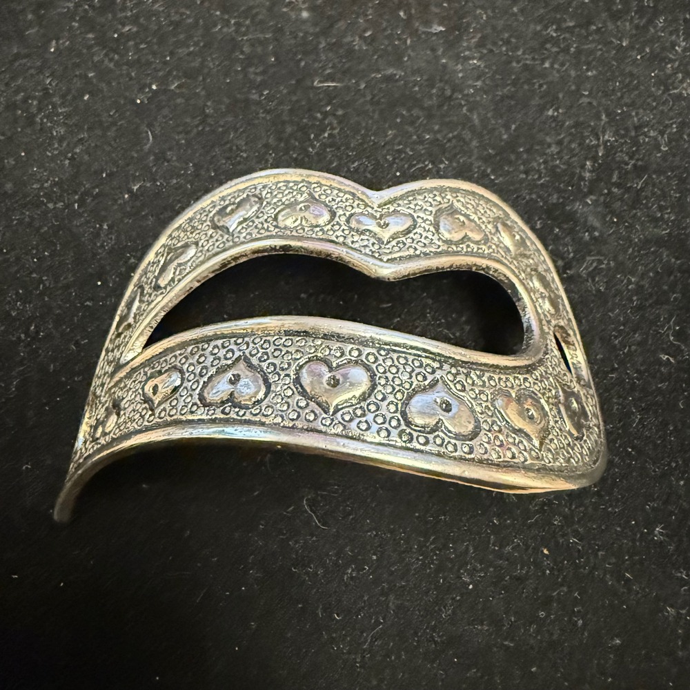 Vintage Heart Scarf Clip Silver‎ Tone Sweater Guard or Belt Accent Piece
